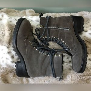 Steven by Steve Madden Grandy suede gray laceup hiking boots Sz9 more like (8.5)